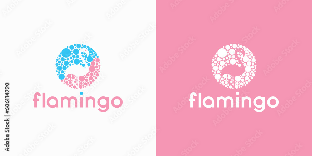Abstract dot flamingo vector logo design Abstract dot flamingo vector logo design