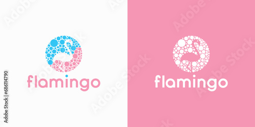 Abstract dot flamingo vector logo design