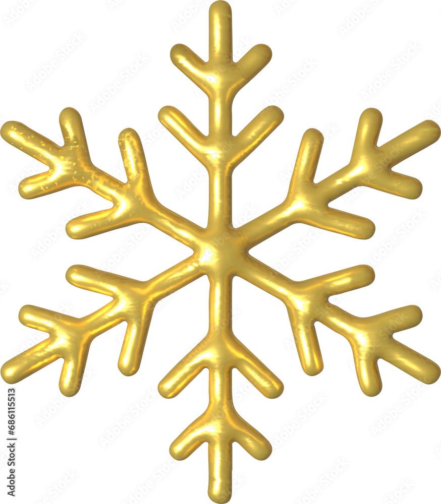 golden snowflake isolated on white background