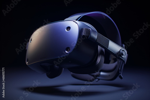 Immerse in futuristic virtual reality with wireless headphones and simulator. AI generated