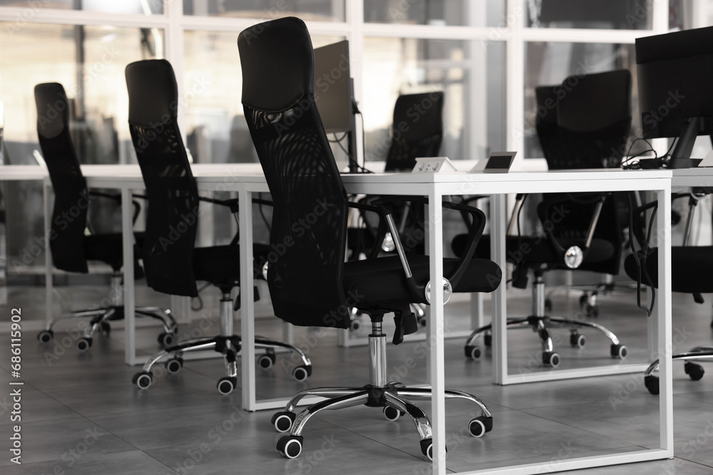 Comfortable office chairs and tables in meeting room Comfortable office chairs and tables in meeting room