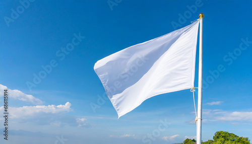 blue sky and white empty flag