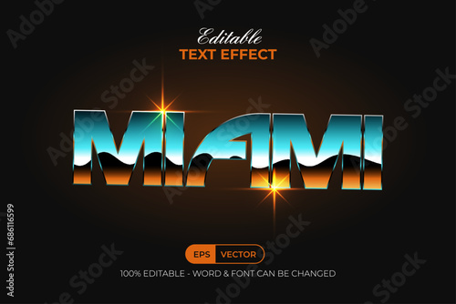 Miami Text Effect Retro Style. Editable Text Effect.