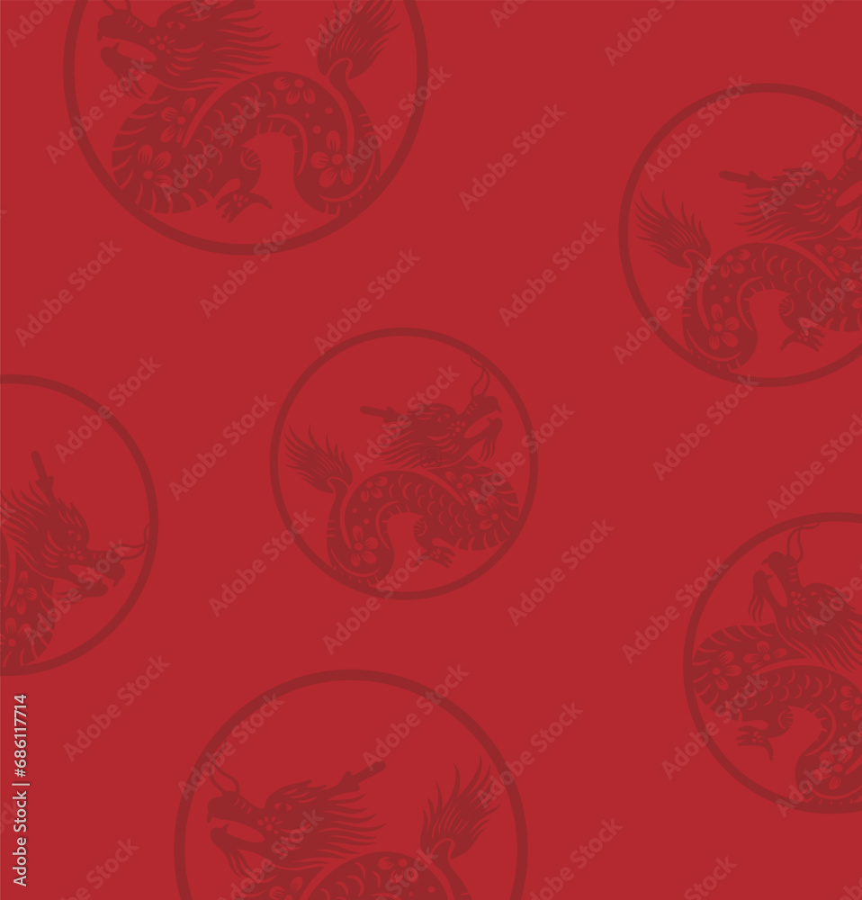 Chinese Year of the Dragon red gold background
