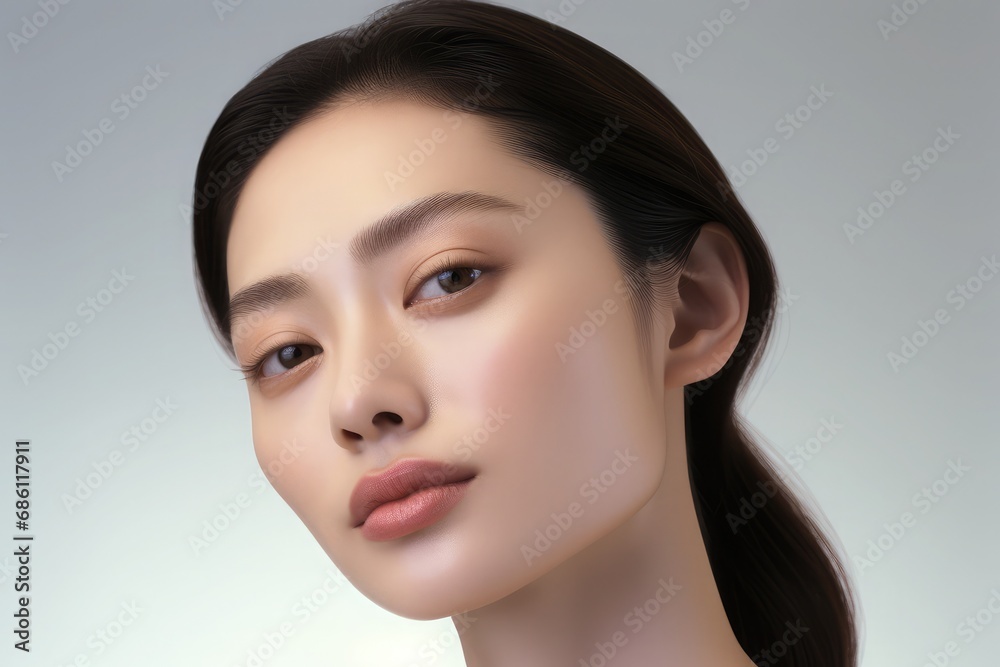Portrait of beauty asian woman with perfect healthy glow skin facial