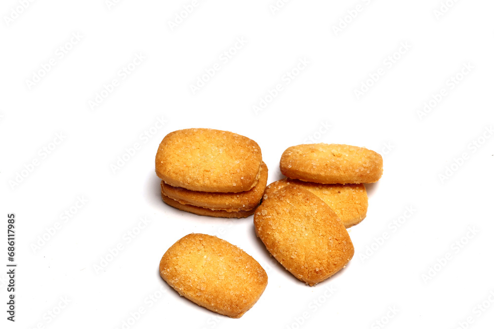 danish butter cookies isolated on white background, cookies close up. danish butter cookies isolated on white background, cookies close up.