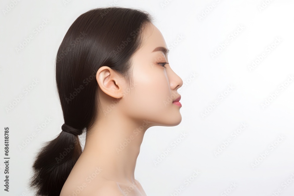 Obraz premium Portrait of beauty asian woman with perfect healthy glow skin facial