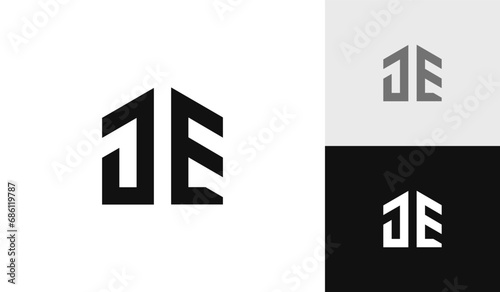 Letter JE initial with house shape logo design