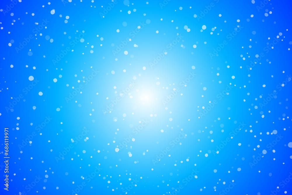 Fototapeta premium Blue background Ocean Sea Sky Snowy Christmas Snowfall Snowflake Sparkle Shine Light Bright Middle Center Gradient Vector Illustration Atmosphere Special Magical Holidays Winter New Year Celebration