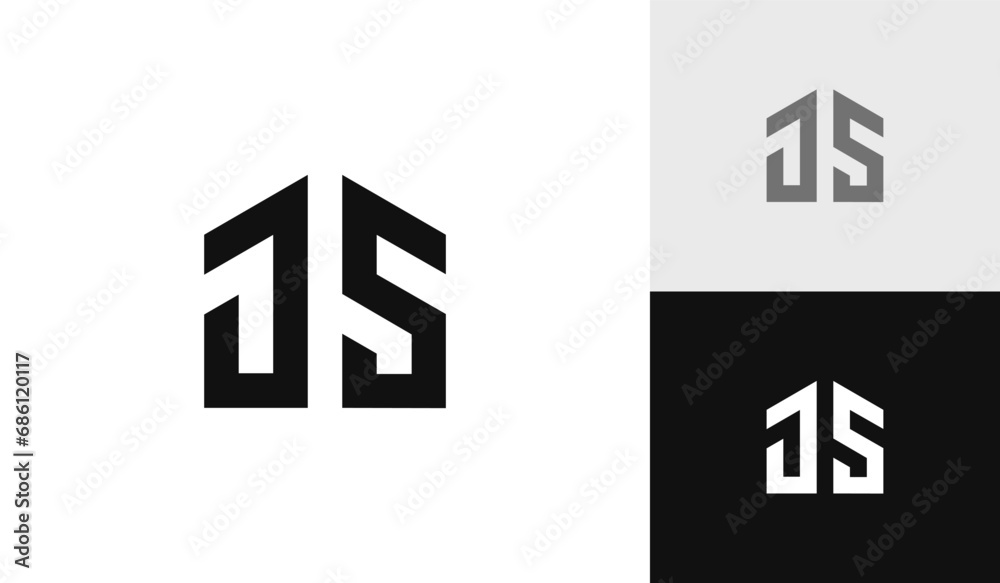 Letter JS initial with house shape logo design Letter JS initial with house shape logo design