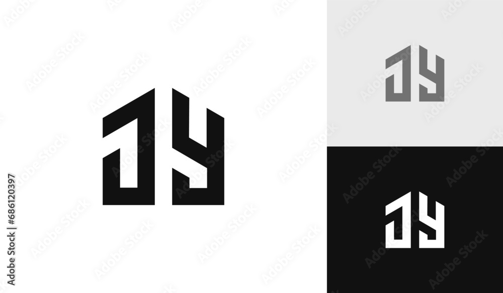 Letter JY initial with house shape logo design Letter JY initial with house shape logo design