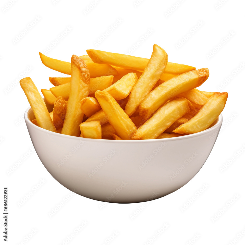 A bowl of french fries isolated on transparent background A bowl of french fries isolated on transparent background