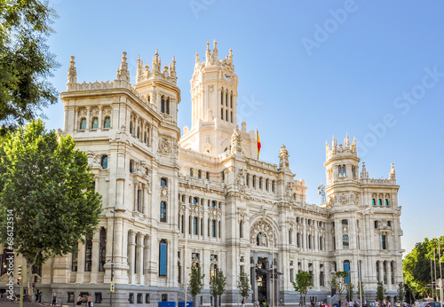 Cybele palace on Cibeles square in Madrid, Spain