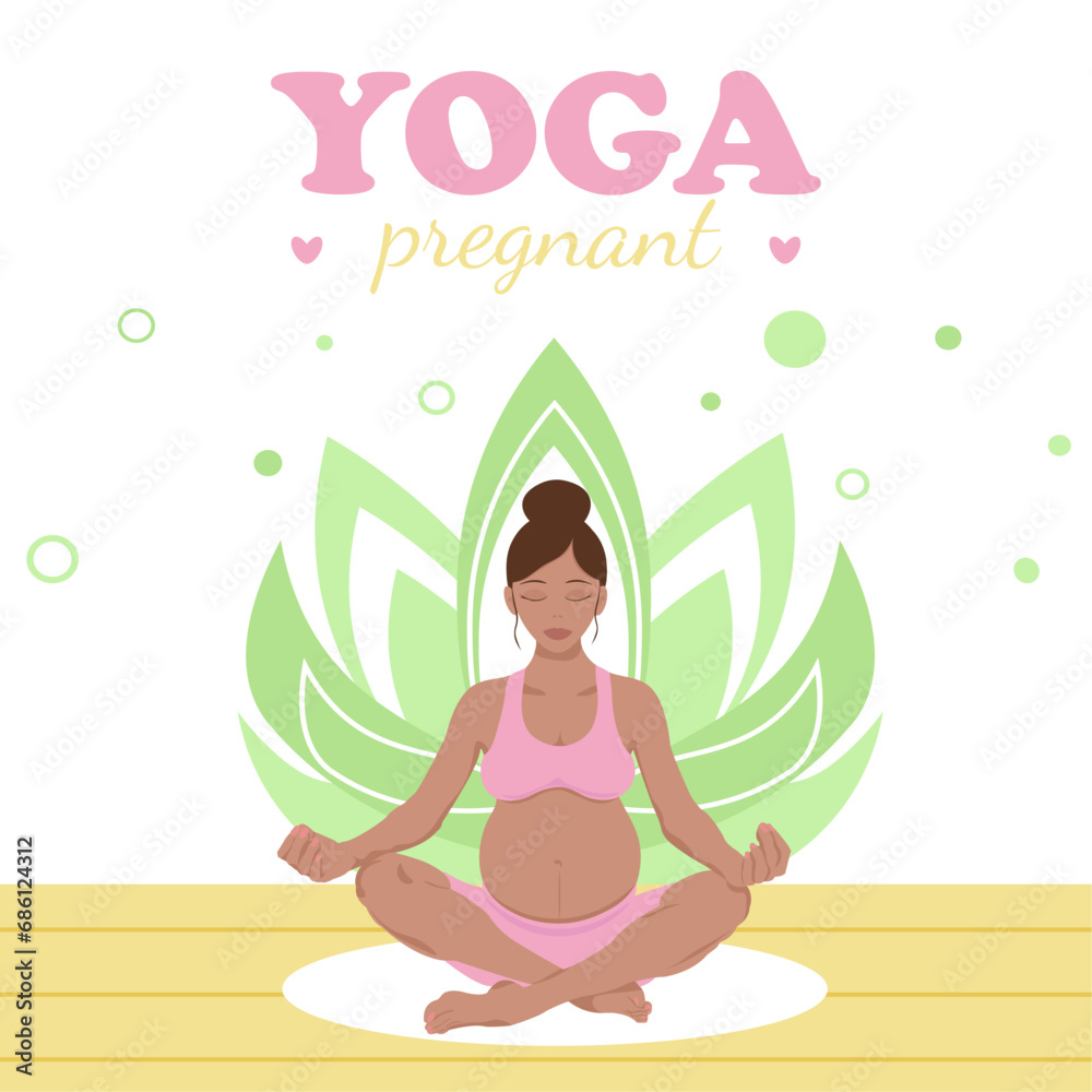 Pregnant woman sitting in lotus position doing yoga Pregnant woman sitting in lotus position doing yoga