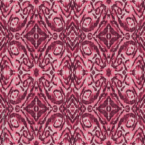 Colorful ikat pattern in vintage style. Elegant ethnic background. Hand drawn oriental art. Seamless geometric vintage texture.	 photo