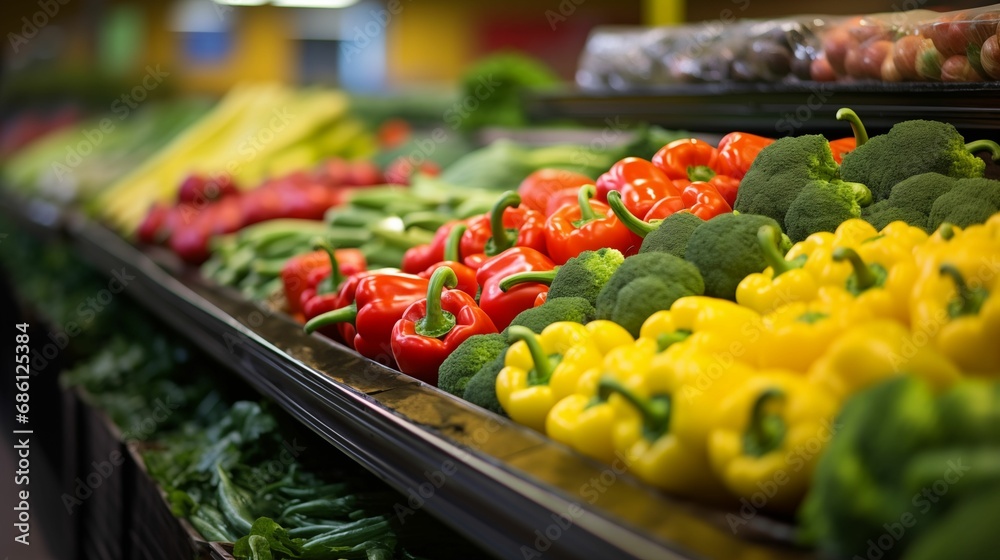 Image of vegetables in a supermarket on a blurred background.