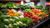 Image of vegetables in a supermarket on a blurred background.