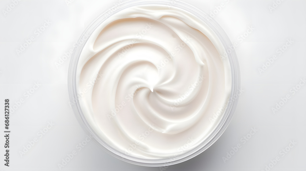 Top View of Whipped Face Cream Texture in White Container Top View of Whipped Face Cream Texture in White Container