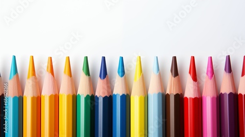 Image of multicolored pencils on a white background.