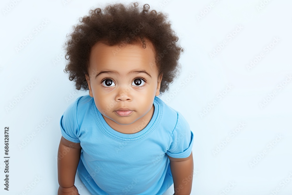Adorable caucasian baby boy, with innocent blue eyes, sitting on a soft bed, radiating happiness. Adorable caucasian baby boy, with innocent blue eyes, sitting on a soft bed, radiating happiness.