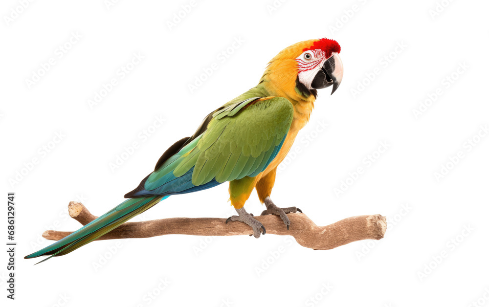 Military Macaw vibrant Parrot Isolated on a Transparent Background PNG