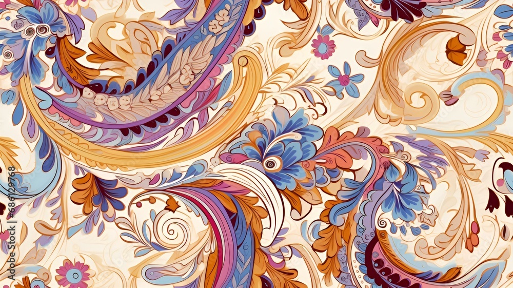 Paisley pattern in pastel colors | generative AI Paisley pattern in pastel colors | generative AI