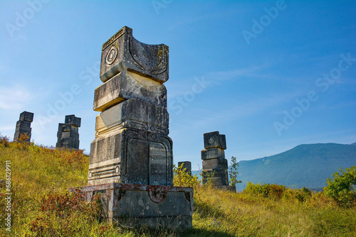 The Garavice Memorial Park for the Victims of Fascist Terror, a Yugoslav-era WW2 partisan monument in Bihac in the Una-Sana Canton of the Federation of Bosnia and Herzegovina