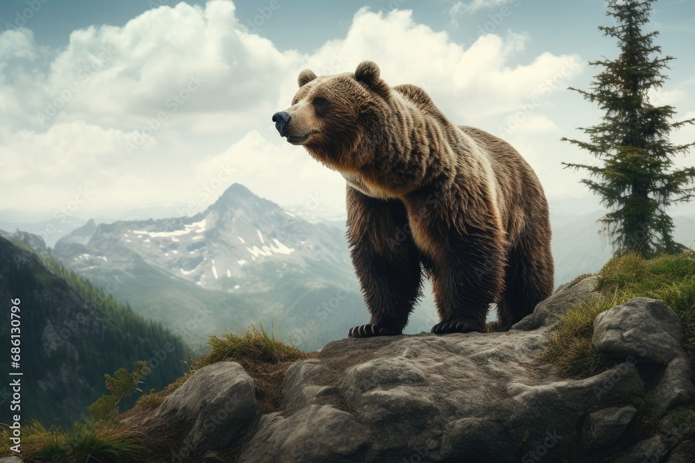 brown bear in the wild - obrazy, fototapety, plakaty 