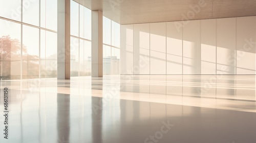 Image of an empty designer room of the interior with a brilliant floor.