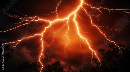 Image of an orange electric background of lightning.