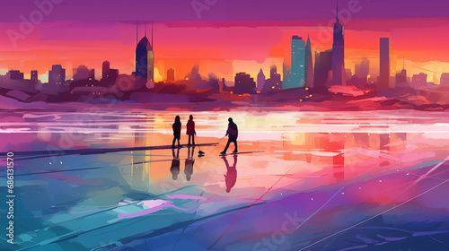 Cityscape Glaciers: A Winter Skating Wonderland