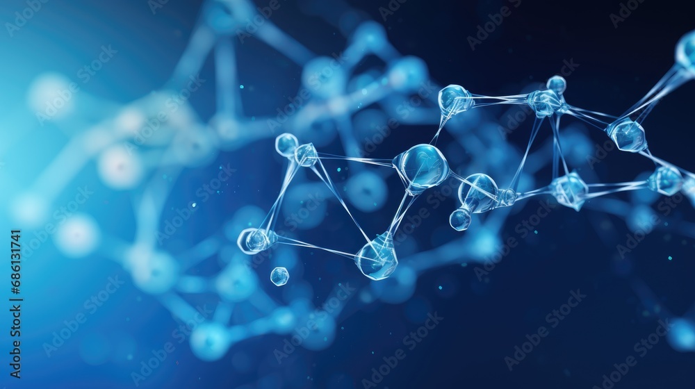 Molecular structure water drop for science and liquid serum concept background. Generative AI Molecular structure water drop for science and liquid serum concept background. Generative AI