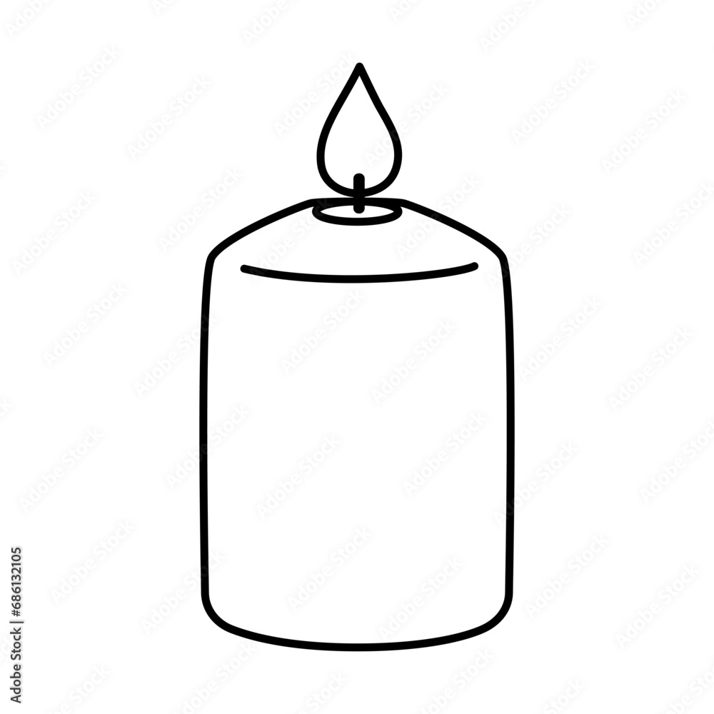 Burning candle silhouette doodle vector illustration Burning candle silhouette doodle vector illustration