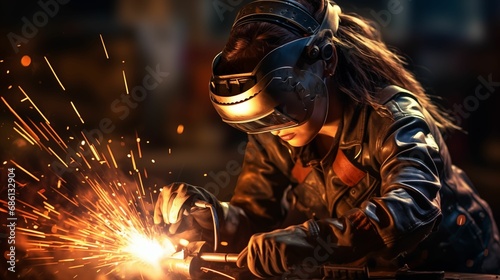 Image of a woman welder in action.