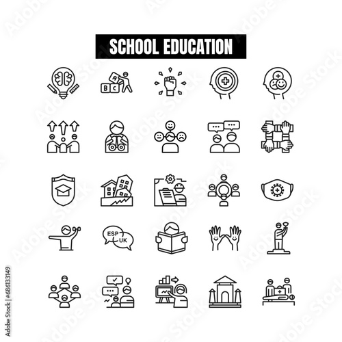 School Education icon set