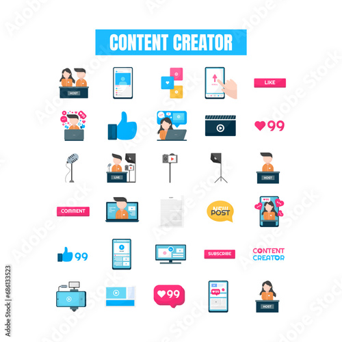 content creator illustration set