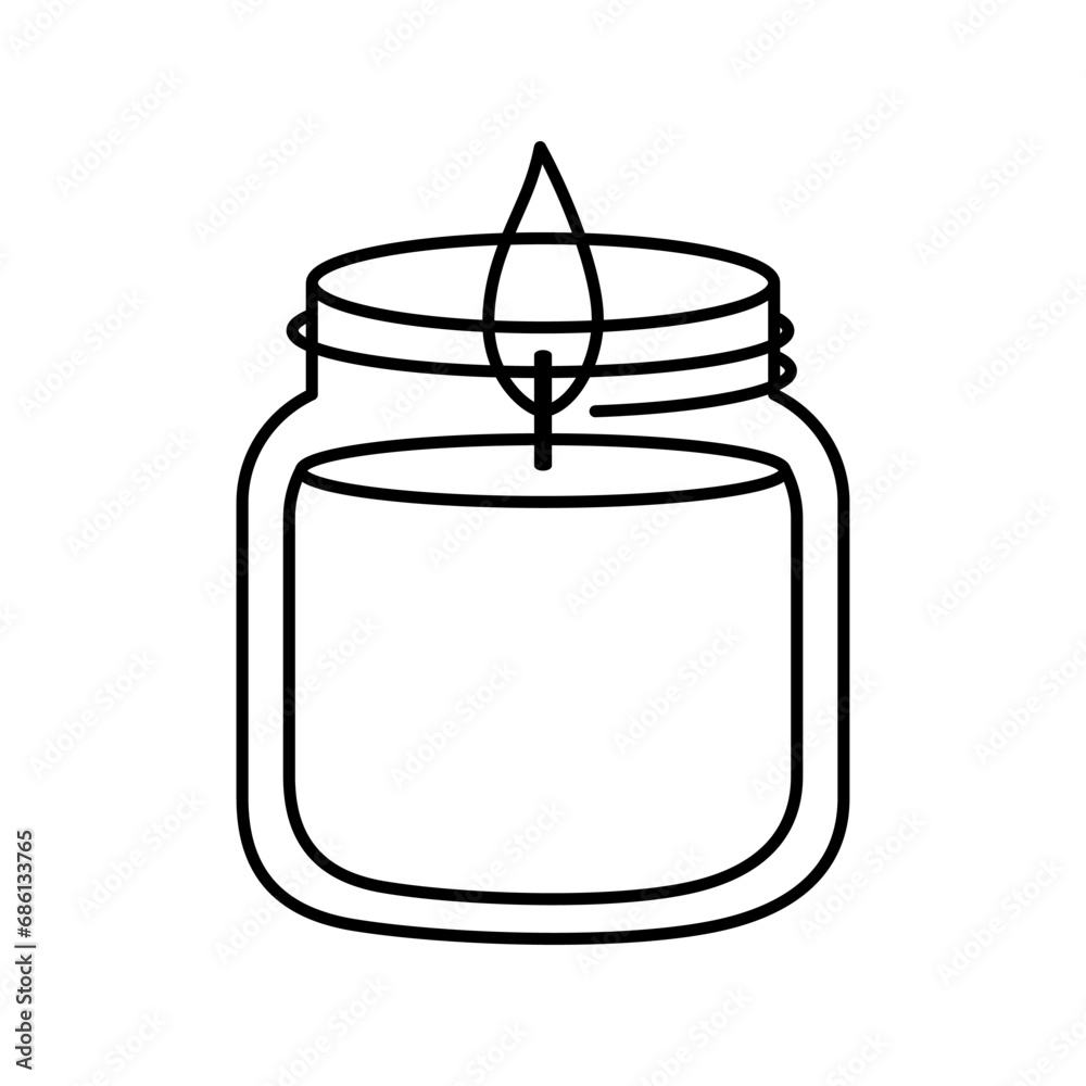 Candle in jar silhouette. Doodle illustration Candle in jar silhouette. Doodle illustration