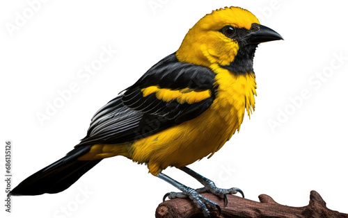 Black And Yellow Tanager Bird Tropical Beauty Isolated on a Transparent Background PNG.