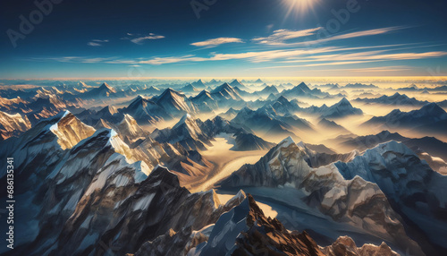 エベレストの頂上から見た風景