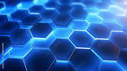 Blue abstract geometric hexagon technology