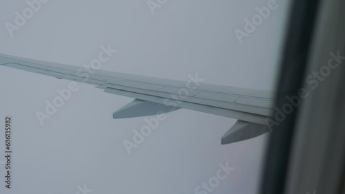 Turbulent Flight with Snow and Rain: Adverse Weather Conditions During Air Travel in 4k slow motion 60fps