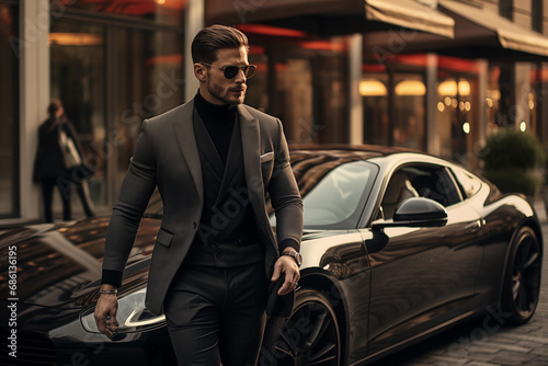 Handsome rich business man with a sports car © Antonio Diaz