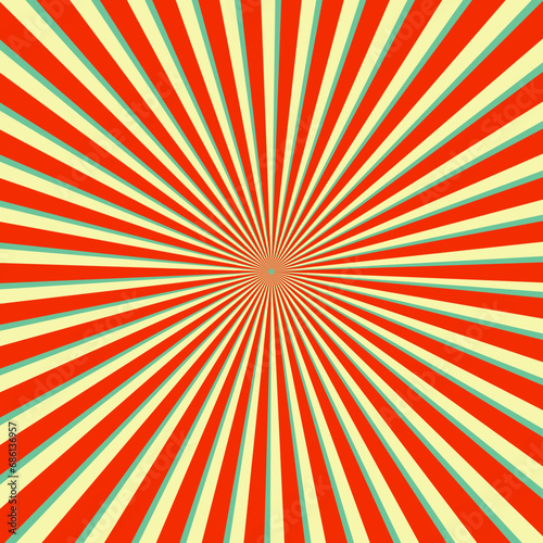Retro sunburst background stripes pattern concept. Comic pop art poster design. Vector illustration