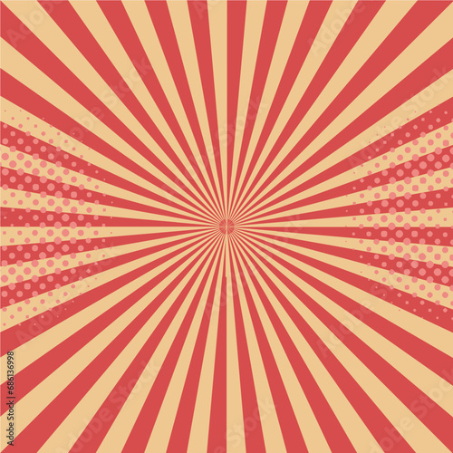 Retro sunburst background stripes pattern concept. Comic pop art poster design. Vector illustration