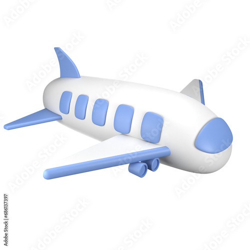 Wallpaper Mural 3d render of cartoon airplane isolated on transparent png Torontodigital.ca