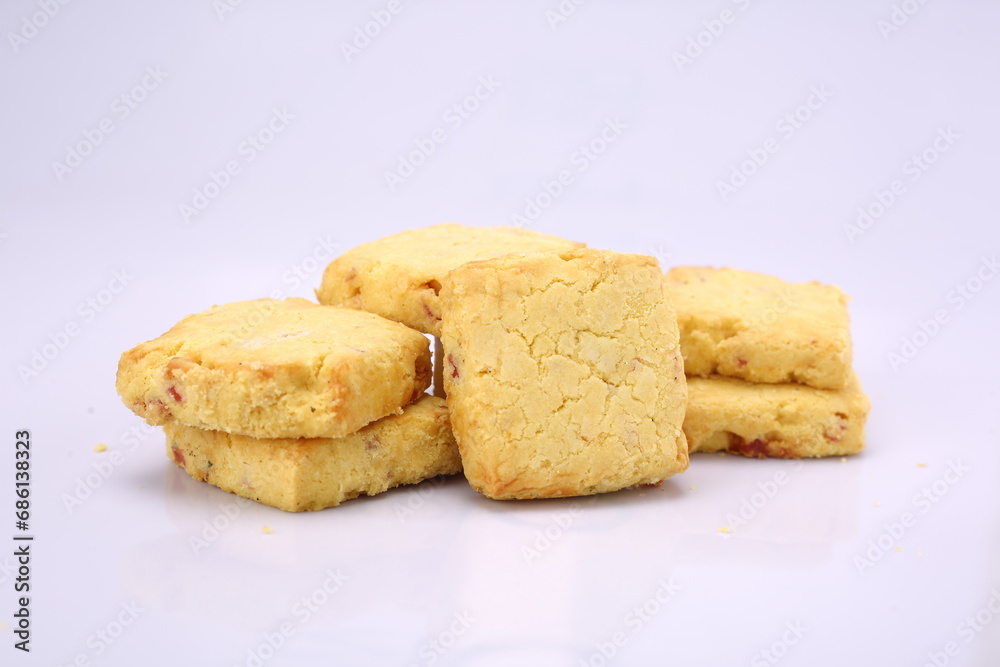 Sweet almond cookies isolated on white background. High Resolution