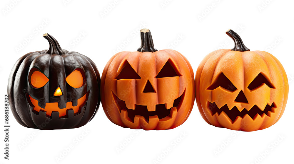 Halloween pumpkins. Isolated on Transparent background. Halloween pumpkins. Isolated on Transparent background.