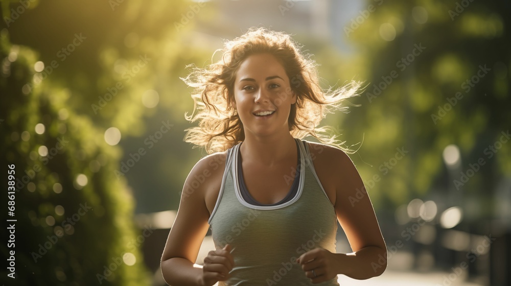 Image of a joyful woman walking in the park. Image of a joyful woman walking in the park.