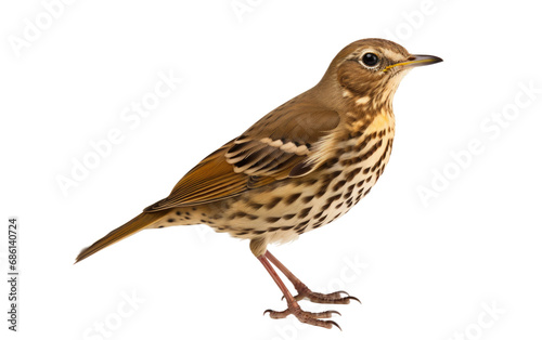 Song Thrush Bird Melodic Minstrel Isolated on a Transparent Background PNG.