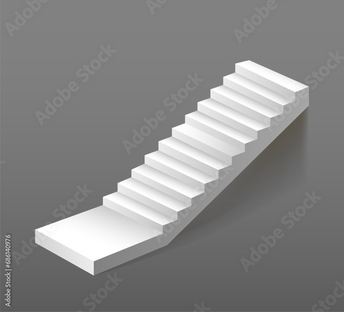 3d concrete staircase model. Side view of the stairs. Vector illustration.